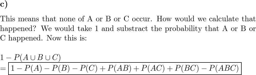 Events A B and C are defined in an outcome space. Find exp Quizlet