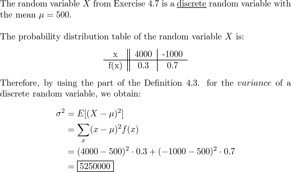 text{ Find the variance of the random variable } X \text | Quizlet