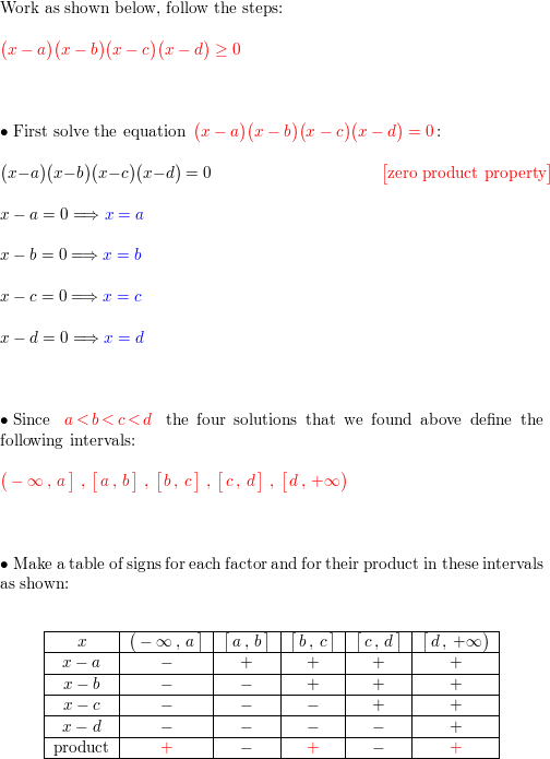 Solve the inequality $(x-a)(x-b)(x-c)(x-d) \geq 0$ where a < | Quizlet