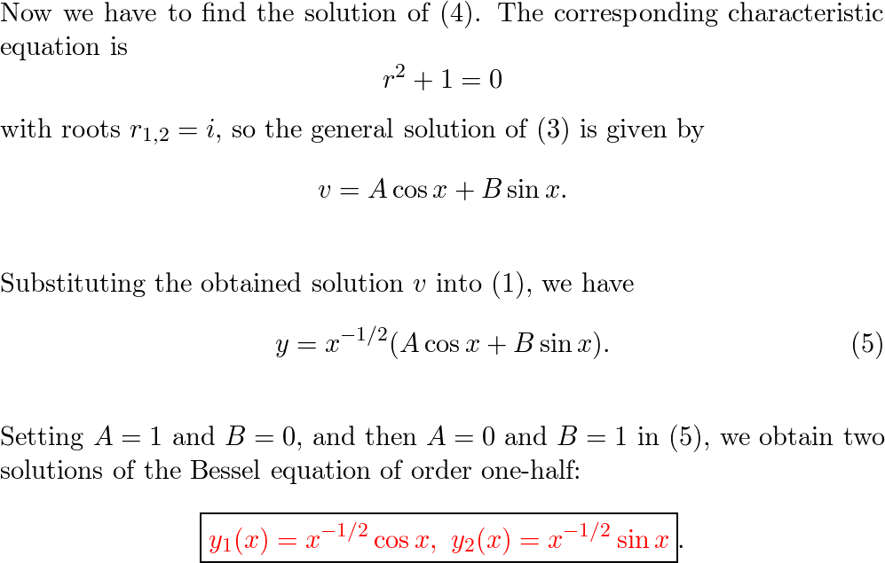 Show That The Bessel Equation Of Order One Half X2yxy X Quizlet 6042