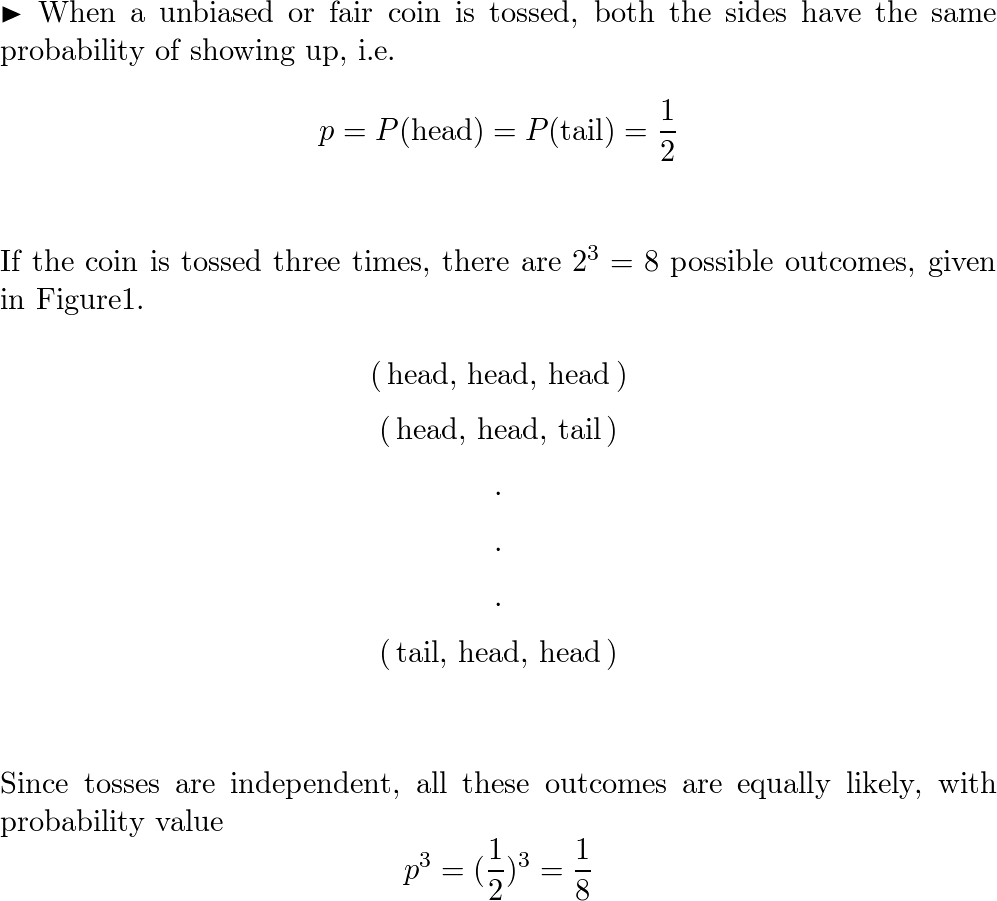 A fair coin is tossed three times. A player wins 1 if th Quizlet