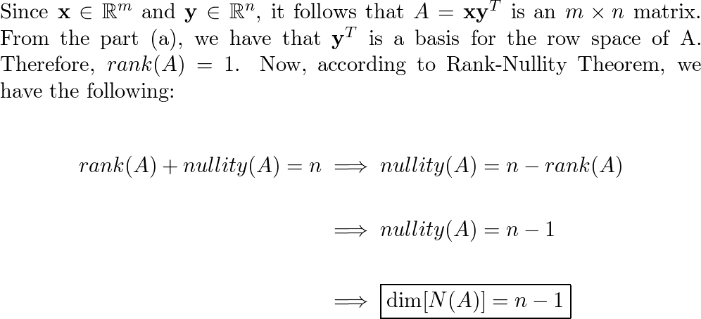 Let x and y be nonzero vectors in mathbb R m and mathb Quizlet