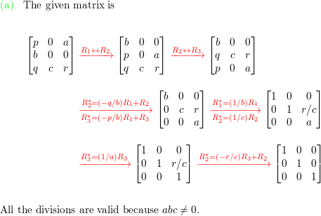 In each case show that the reduced row echelon form is as g Quizlet