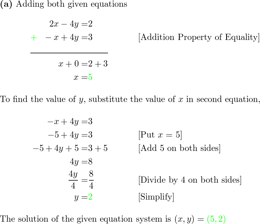 Solve Each System Of Equations A 2x 4y 2 X 4y 3 B Quizlet