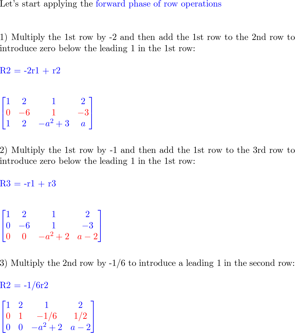 Determine the values of a for which the system has no soluti Quizlet