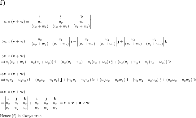 Which Of The Following Are Always True And Which Are Not Always True Give Reasons For Your Answers A Mathbf U Sqrt Mathbf U Cdot