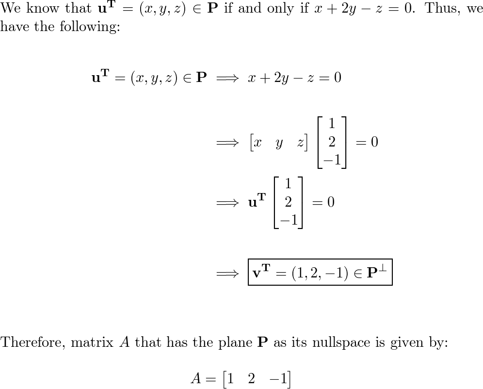 Let P be the plane in with equation x 2y z 0. Find Quizlet