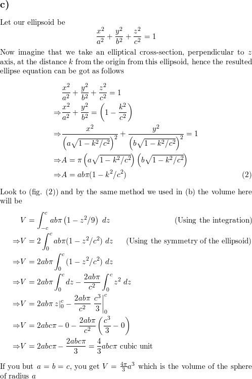 A Express The Area A Of The Cross Section Cut From The Elli Quizlet