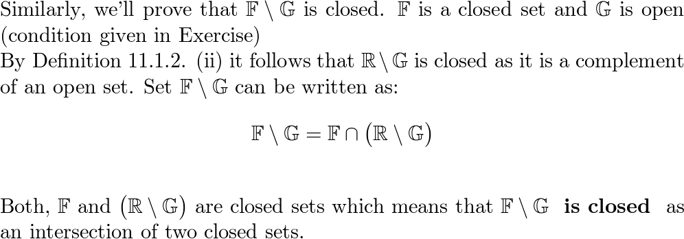 Show that if G is an open set and F is a closed set then G Quizlet