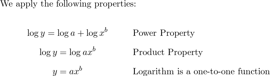 Use properties of logarithms to show that if $\log y=\log a+ | Quizlet