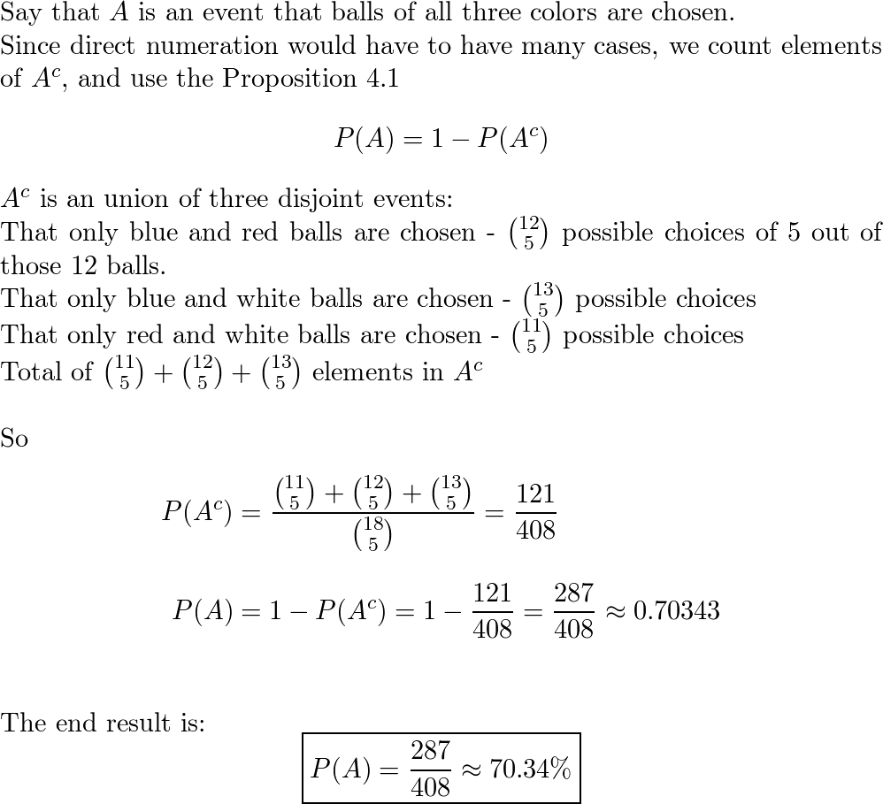 Five balls are randomly chosen, without replacement, from an | Quizlet