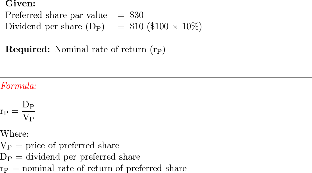 What will be the nominal rate of return on a perpetual prefe | Quizlet