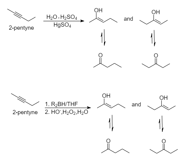 For each of the following alkynes, draw the products obtaine | Quizlet