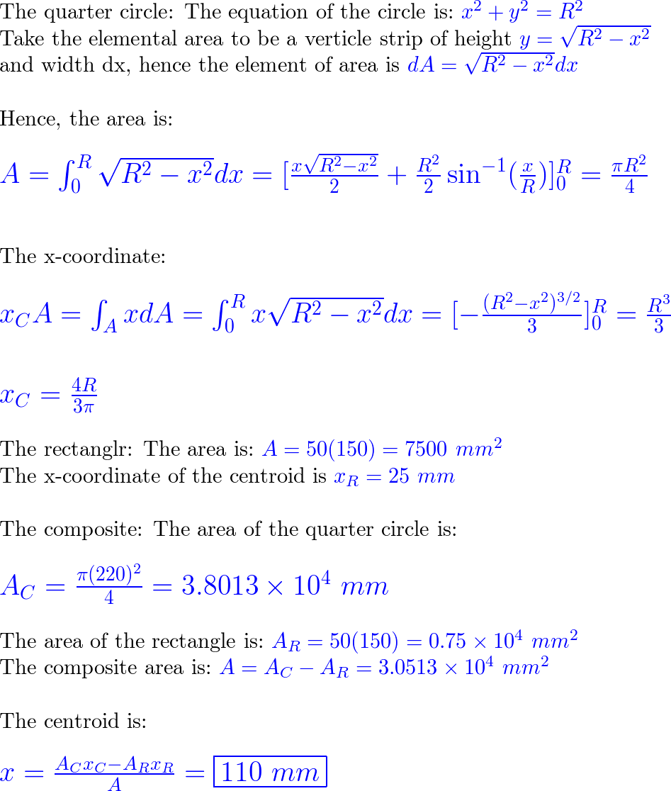 Find The $x$ Coordinate Of The Center Of Mass Of The Homogen 