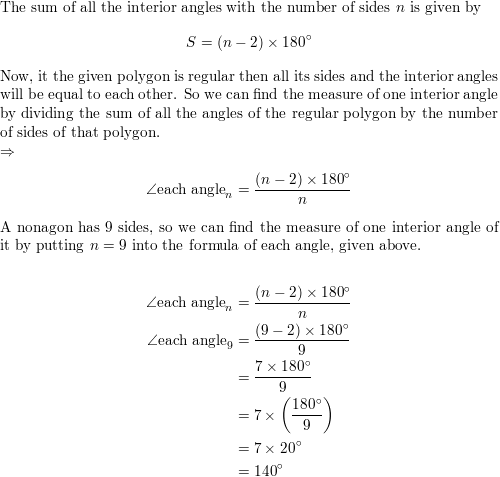 Find The Measure Of One Interior Angle In Regular Polygon