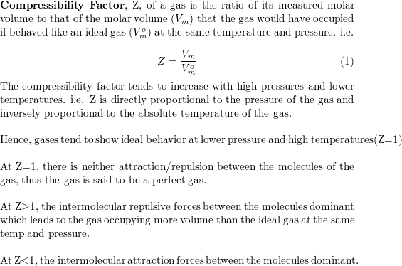 SOLVED: For a gas at a given temperature, the compression factor