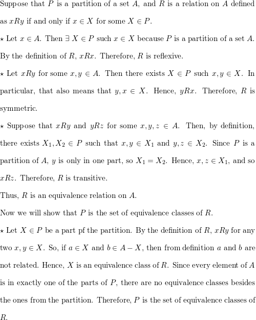 Suppose P Is A Partition Of A Set A Define A Relation R On A By