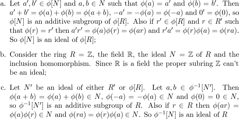 Let φ: R→R' Be A Ring Homomorphism And Let N Be An Ideal | Quizlet