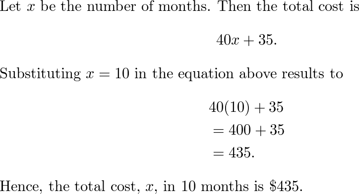 a cell phone company charges 45 per month