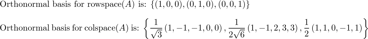 Find an orthonormal basis for the row space column space a Quizlet