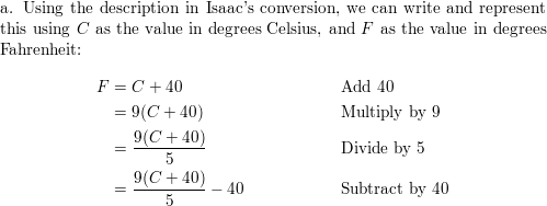 Isaac learned a way to convert from degrees Celsius to Fahre