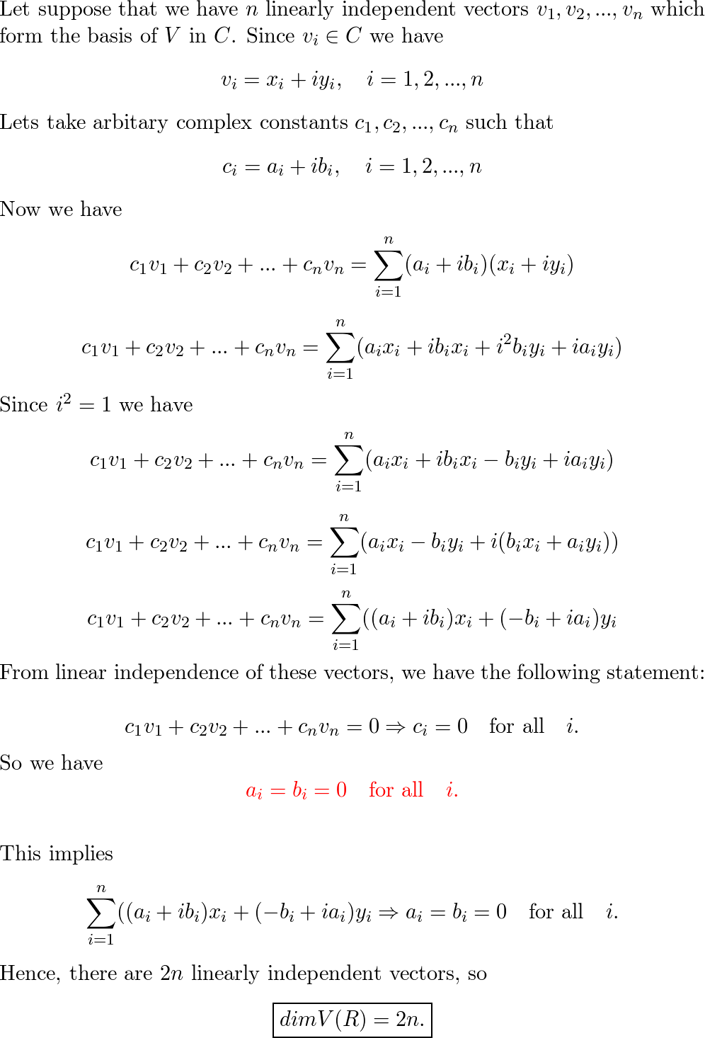 Let V be a finite dimensional vector space over C with dimen Quizlet