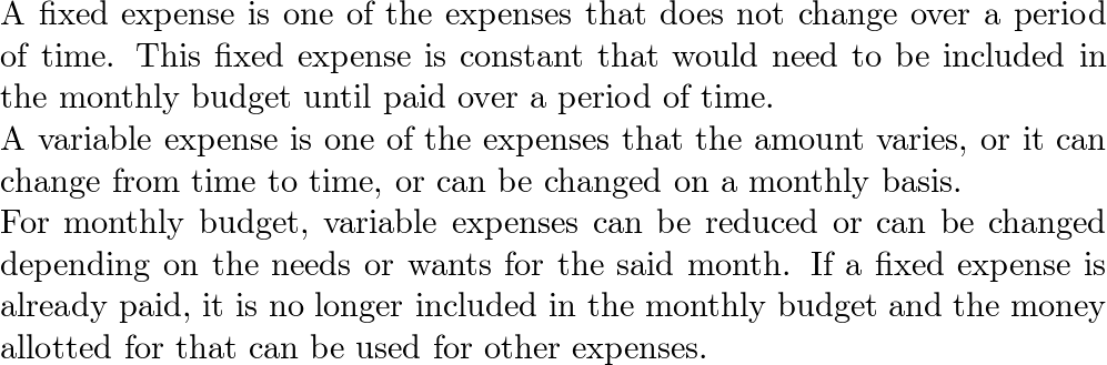 fixed expense
