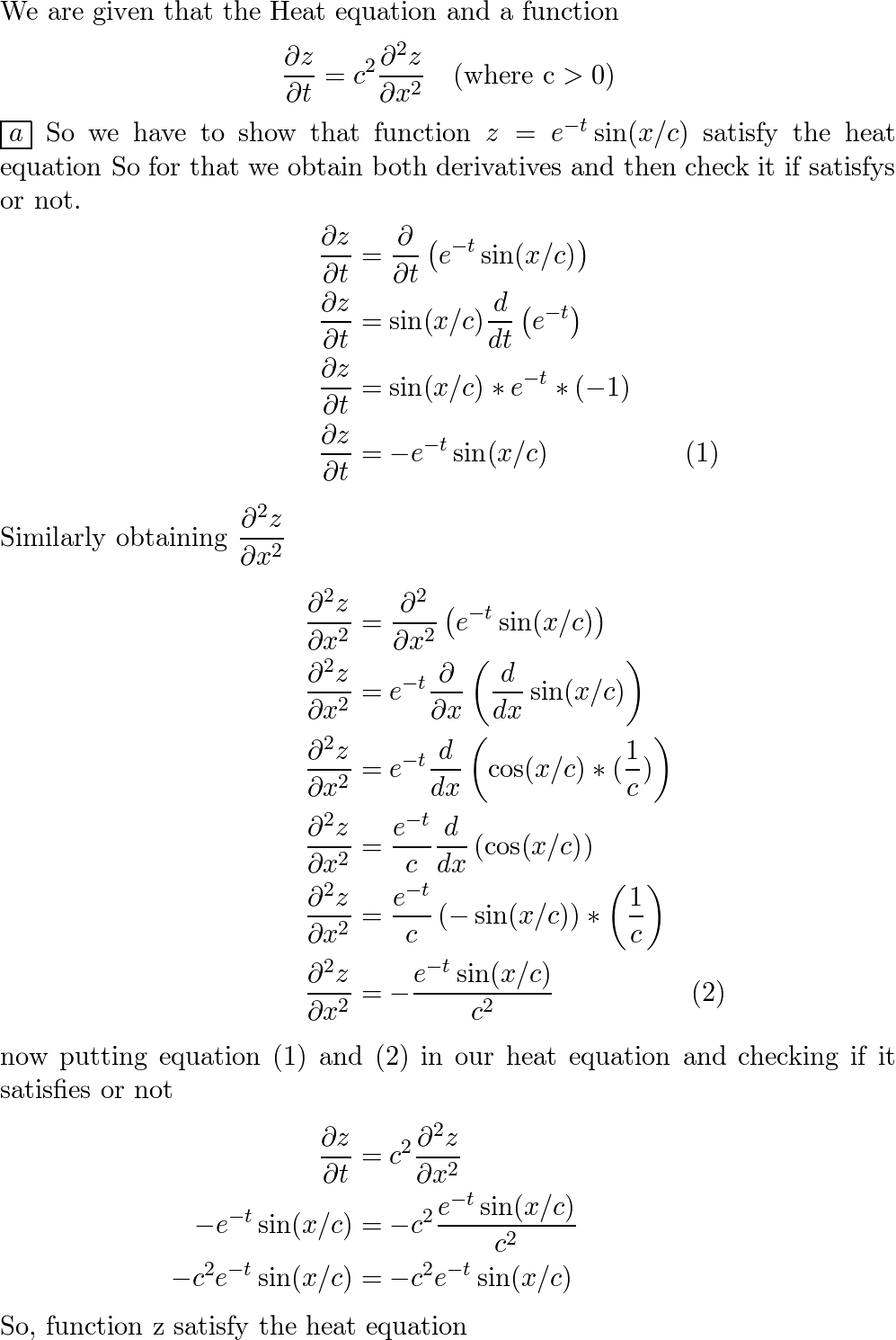 Show that the function satisfies the heat equation $$ \fra | Quizlet