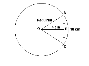 A circle has a chord of length 10 cm. The shortest distance | Quizlet