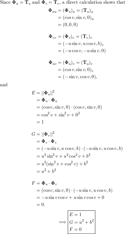 The Helicoid Can Be Described By Mathbf Phi U V U Cos V U Sin V Bv Hspace 0 2cm Text Where Hspace 0 2cm B Neq 0 Show That Math H 0 Math And That Math K B 2 B 2