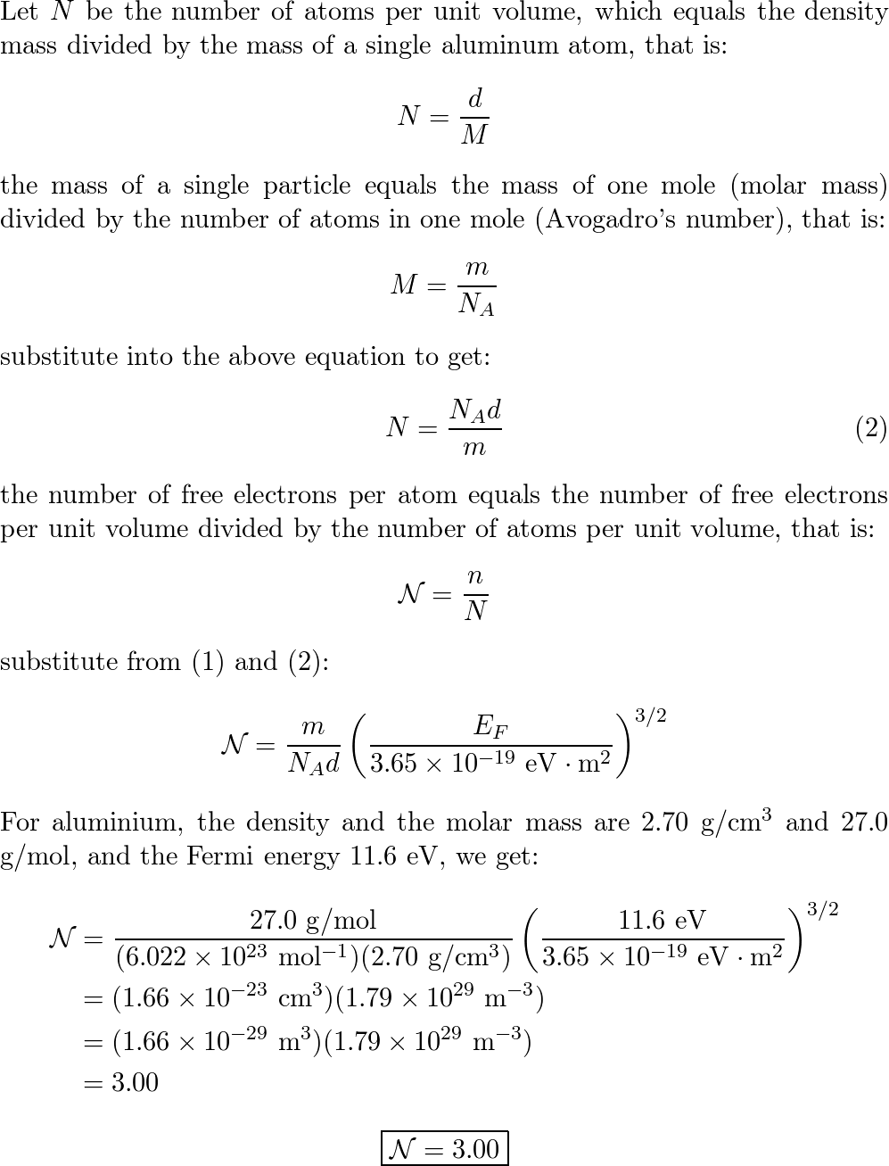The Fermi energy of aluminum is 11.6 eV; its density and mol | Quizlet