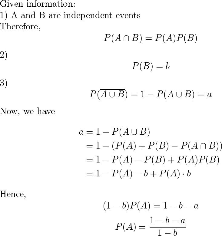 Suppose that A and B are independent events such that the pr Quizlet