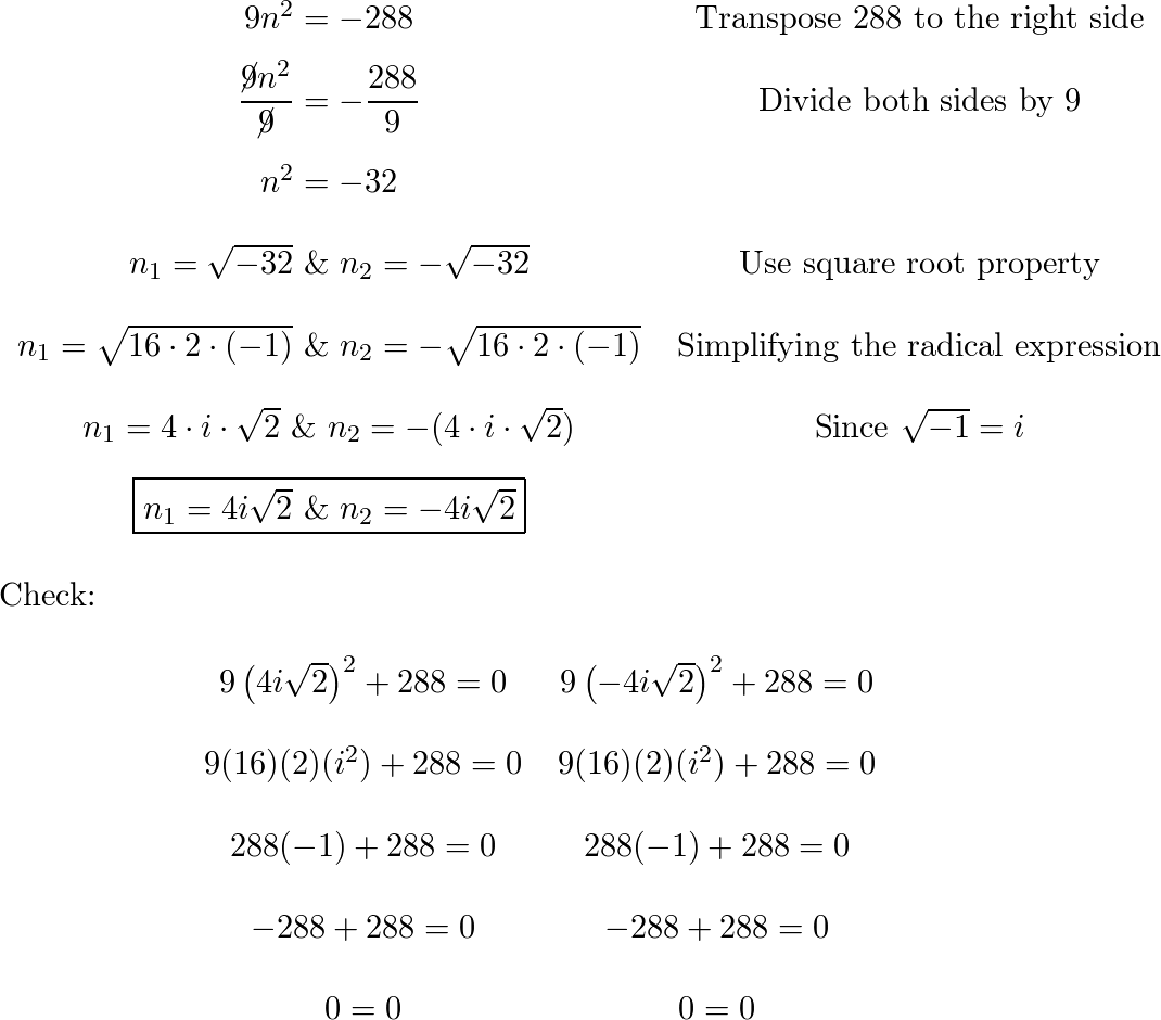 Use the square root property to solve the equation. $$ 9 n | Quizlet