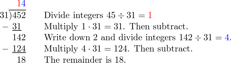 452 Divided By 31