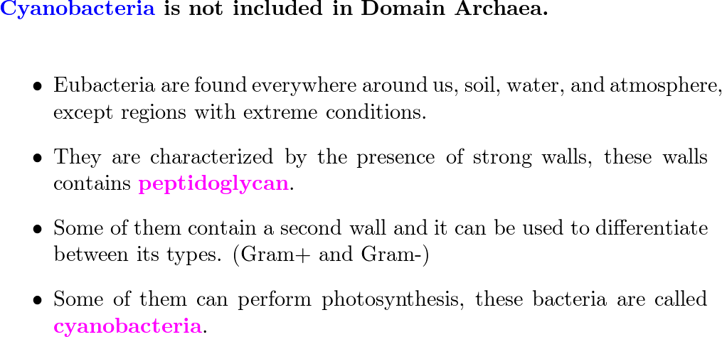 Which organism is not included in Domain Archaea A. cyanoba Quizlet