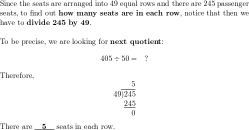 A commercial jetliner has 245 passenger seats. The seats are Quizlet