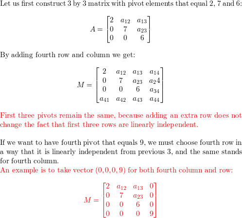 Starting from a 3 by 3 matrix A with pivots 2 7 6 add a f Quizlet