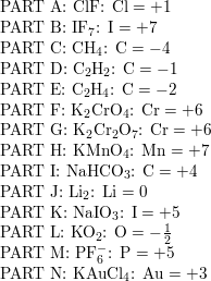 Give the oxidation numbers for the underlined atoms in the f Quizlet