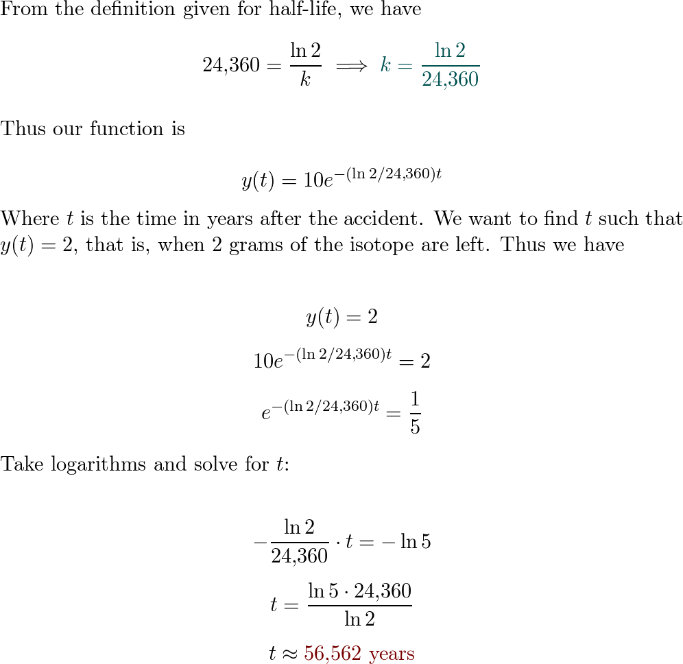 The Half-life Of The Plutonium Isotope Is 24,360 Years. If 1 