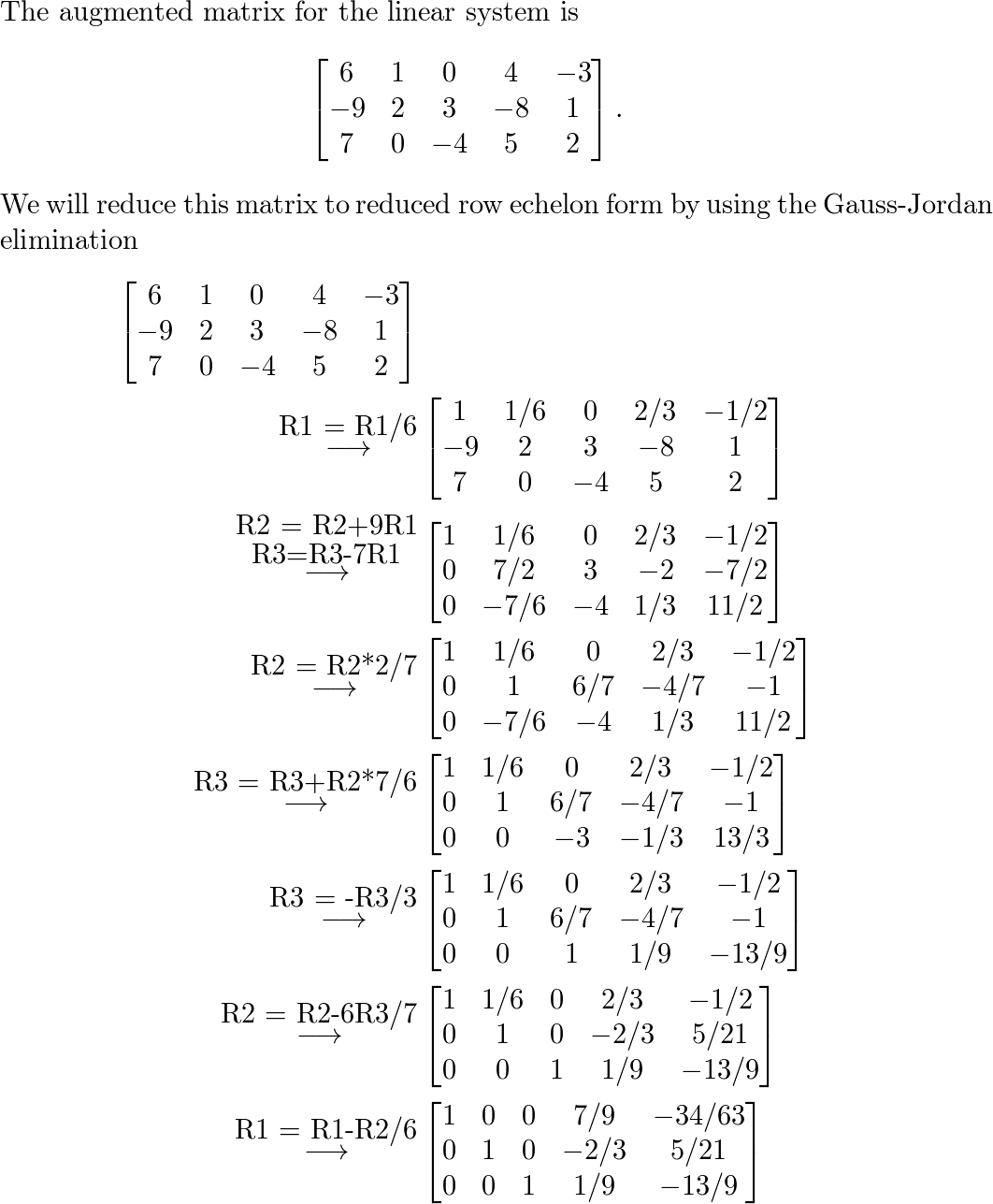 Find the reduced row echelon form of the augmented matrix fo Quizlet