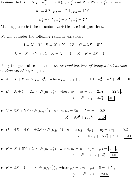 Suppose That Math X Sim N 3 2 6 5 Y Sim N 2 1 3 5 Math And Math Z Sim N 12 0 7 5 Math Are Independent Random Variables Find The Probability That Math Textbf A X Y Ge 0 Math Math Textbf B X Y