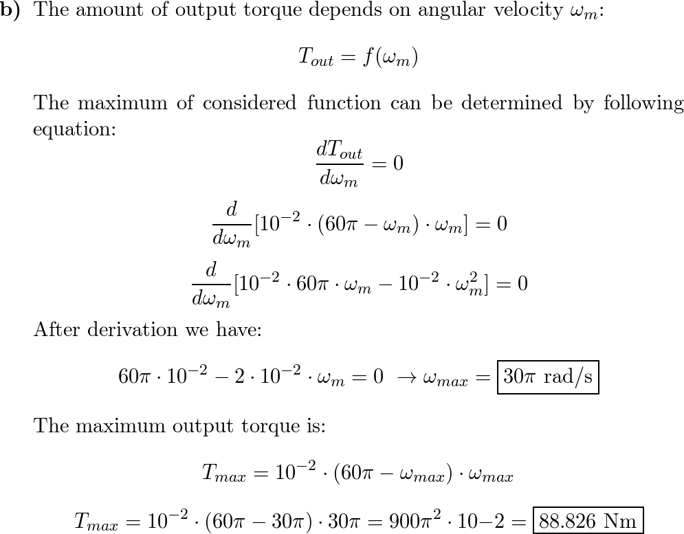 A motor has output torque given by $T_{out} =10-2(60 \pi-\om | Quizlet