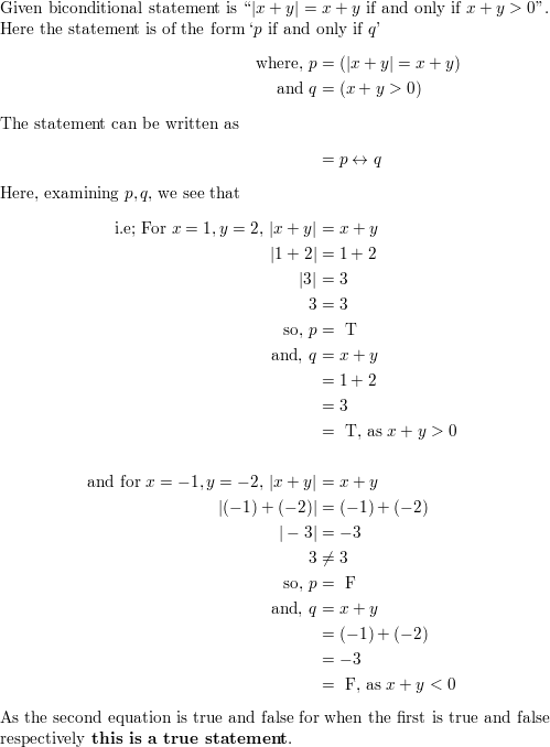 State Whether The Given Biconditional Is True Or False Assu Quizlet