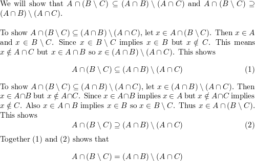 Prove `A cup (B cap C)=(A cup B) cap(A cup C)` 