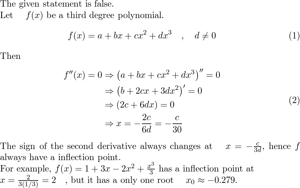 Consider a third-degree polynomial f (x), which has the prop | Quizlet