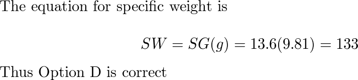 Specific weight of 2025 hg