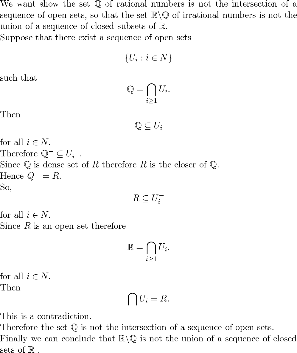 Show the set mathbb Q of rational numbers is not the int Quizlet