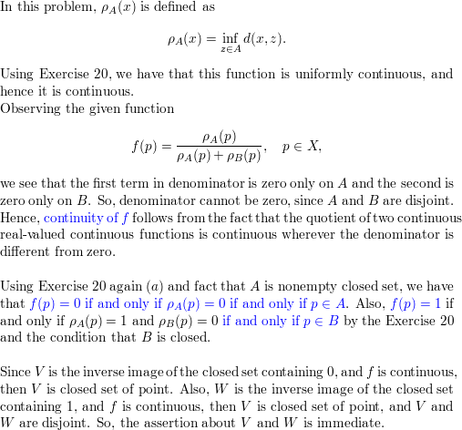 Let A and B be disjoint nonempty closed sets in a metric Quizlet