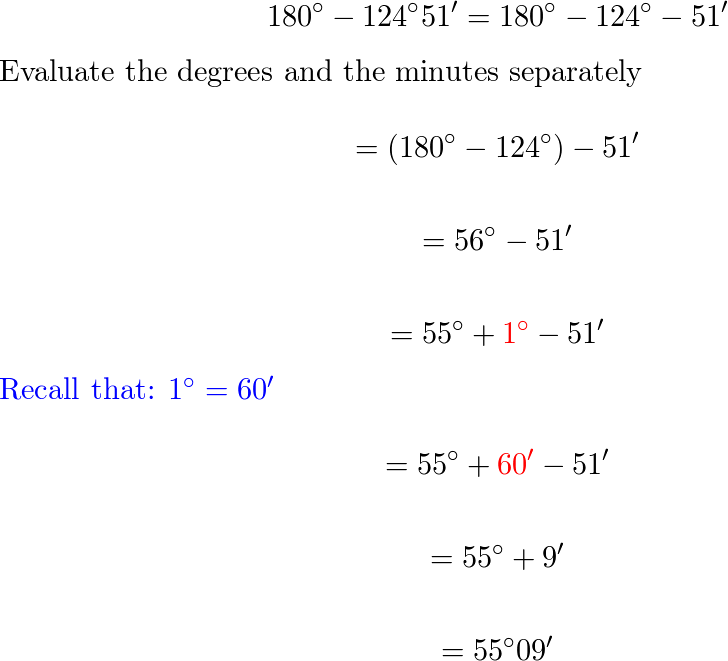 Perform Each Calculation 180 { Circ} 124 { Circ} 51 { Prim Quizlet