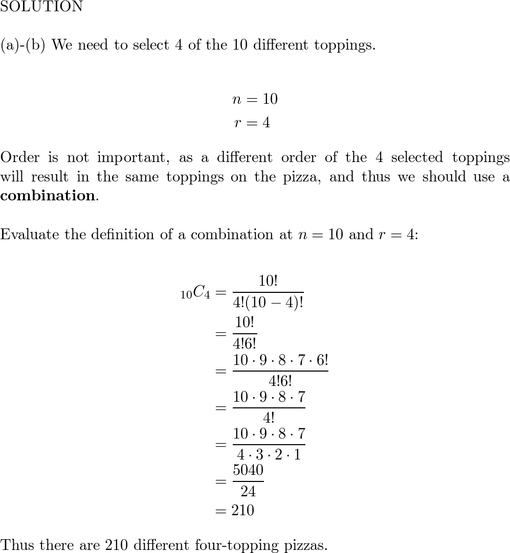 A pizza parlor has 7 toppings available discrete